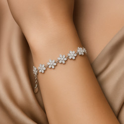 Bracelet “Floral Symphony” – 925 Sterling Silver, Rhodium Plated, Zircon