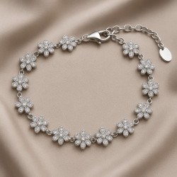 Bracelet “Floral Symphony” – 925 Sterling Silver, Rhodium Plated, Zircon