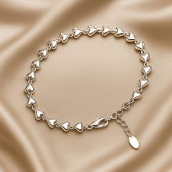 Bracelet “Pulse of Love” – 925 Sterling Silver, Rhodium Plated, Hearts