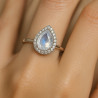 Ring "Moon Drop" – sterling silver ring with moonstone and zirconia