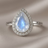 Ring "Moon Drop" – sterling silver ring with moonstone and zirconia