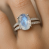 Ring "Moonlight" – sterling silver ring with moonstone and zirconia