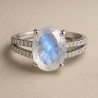 Ring "Moonlight" – sterling silver ring with moonstone and zirconia