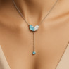 "Two Souls" Necklace – sterling silver with rhodium plating, aquamarine and zircon