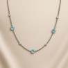 "Sea Breeze" Necklace – sterling silver with rhodium plating, aquamarine and zircon, 42+5 cm