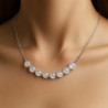 "Moon Harmony" Necklace – faceted moonstone and sterling silver elements with zircon, 45+5 cm
