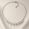"Moon Harmony" Necklace – faceted moonstone and sterling silver elements with zircon, 45+5 cm