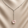"Pink Secret" Necklace – faceted rose quartz and zircon, Y-shaped, 45+5 cm