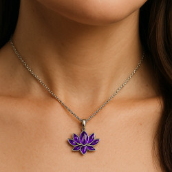 "Amethyst Lotus" Necklace – faceted amethyst, 42+5 cm