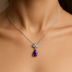 "Glow in Purple" Necklace – faceted amethyst and zircon, 42+5 cm