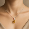 “Golden Ray” Necklace – Sterling Silver Citrine and Zircon Necklace | Luxury Jewelry