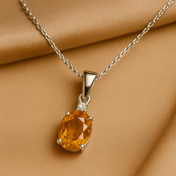 “Golden Ray” Necklace – Sterling Silver Citrine and Zircon Necklace | Luxury Jewelry