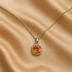 “Sunlit Sparkle” Necklace – Sterling Silver Citrine and Zircon Necklace | Luxury Jewelry