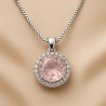 "Gentle Glow" Necklace – rose quartz and zircon, 45+5 cm