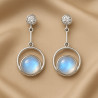“Full Moon” Earrings – Sterling Silver Moonstone & Zircon Drop Earrings | Luxury Jewelry