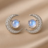 “Moon Magic” Earrings – Sterling Silver Moonstone & Zircon Studs | Luxury Jewelry