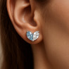 “Two Souls” Earrings – Sterling Silver Aquamarine & Zircon Studs | Luxury Jewelry