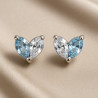 “Two Souls” Earrings – Sterling Silver Aquamarine & Zircon Studs | Luxury Jewelry