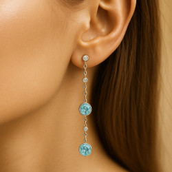“Sea Breeze” Earrings – Sterling Silver Aquamarine & Zircon Drop Earrings | Luxury Jewelry