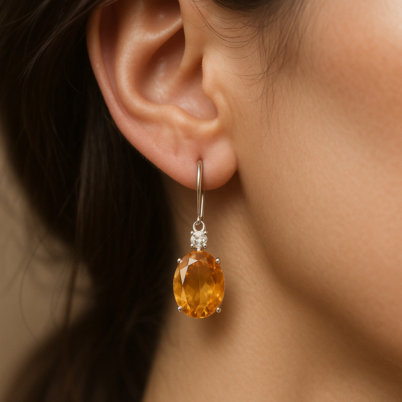 “Golden Ray” Earrings – Sterling Silver Citrine & Zircon Drop Earrings | Luxury Jewelry “Golden Ray” Earrings – Sterling Silver Citrine & Zircon Drop Earrings | Luxury Jewelry