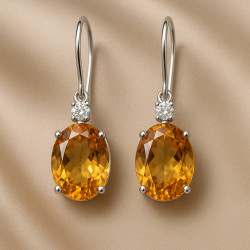 “Golden Ray” Earrings – Sterling Silver Citrine & Zircon Drop Earrings | Luxury Jewelry