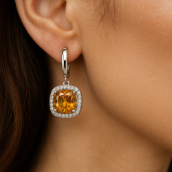 “Sunlit Sparkle” Earrings – Sterling Silver Citrine & Zircon Drop Earrings | Luxury Jewelry