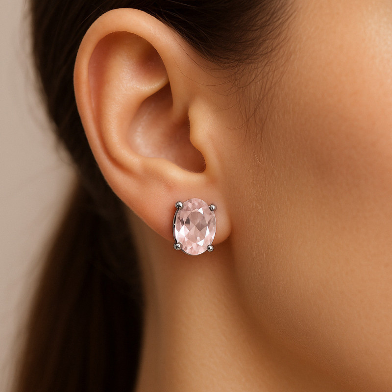 “Pink Glow” Earrings – Sterling Silver Rose Quartz Stud Earrings | Luxury Jewelry “Pink Glow” Earrings – Sterling Silver Rose Quartz Stud Earrings | Luxury Jewelry