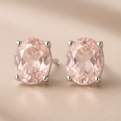 “Pink Glow” Earrings – Sterling Silver Rose Quartz Stud Earrings | Luxury Jewelry