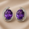 “Queen of the Night” Earrings – Sterling Silver Amethyst & Zircon Stud Earrings | Luxury Jewelry