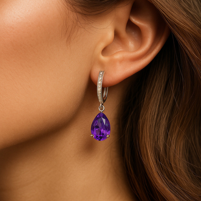 “Mystic Drop” Earrings – Sterling Silver Amethyst & Zircon Drop Earrings | Luxury Jewelry “Mystic Drop” Earrings – Sterling Silver Amethyst & Zircon Drop Earrings | Luxury Jewelry