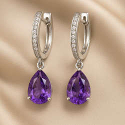 “Mystic Drop” Earrings – Sterling Silver Amethyst & Zircon Drop Earrings | Luxury Jewelry