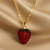 “Red Temptation” necklace – 45 cm, crafted from stainless steel with 14K PVD gold plating. A shimmering red crystal strawberry p