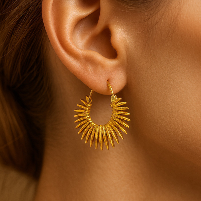 Golden Rays – 14K Gold Plated Earrings | Hypoallergenic | Elegant Design