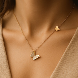 Butterfly Touch – Stainless Steel Necklace | 14K Gold Plated | 45 cm