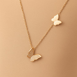 Butterfly Touch – Stainless Steel Necklace | 14K Gold Plated | 45 cm