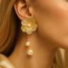 Pearl Blossom – Gold-Plated Earrings with Pearl Imitation | Elegant Floral Design