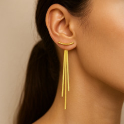Golden Flow – Long Earrings | 10 cm | 14K Gold Plated | Hypoallergenic