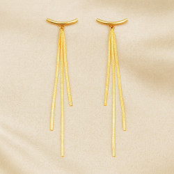Golden Flow – Long Earrings | 10 cm | 14K Gold Plated | Hypoallergenic
