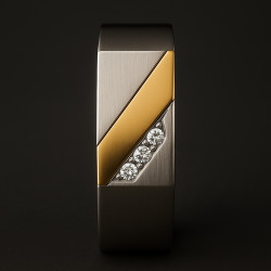 "Define" Men’s Ring – Titanium-Coated Steel with Gold Accent & Zirconia